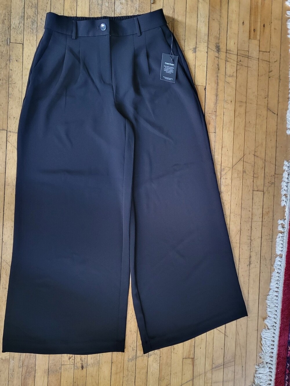 Loft Versa Women's Wide-Leg Black Dress Pants Drapey Crepe Businesswear NWT Sz 8